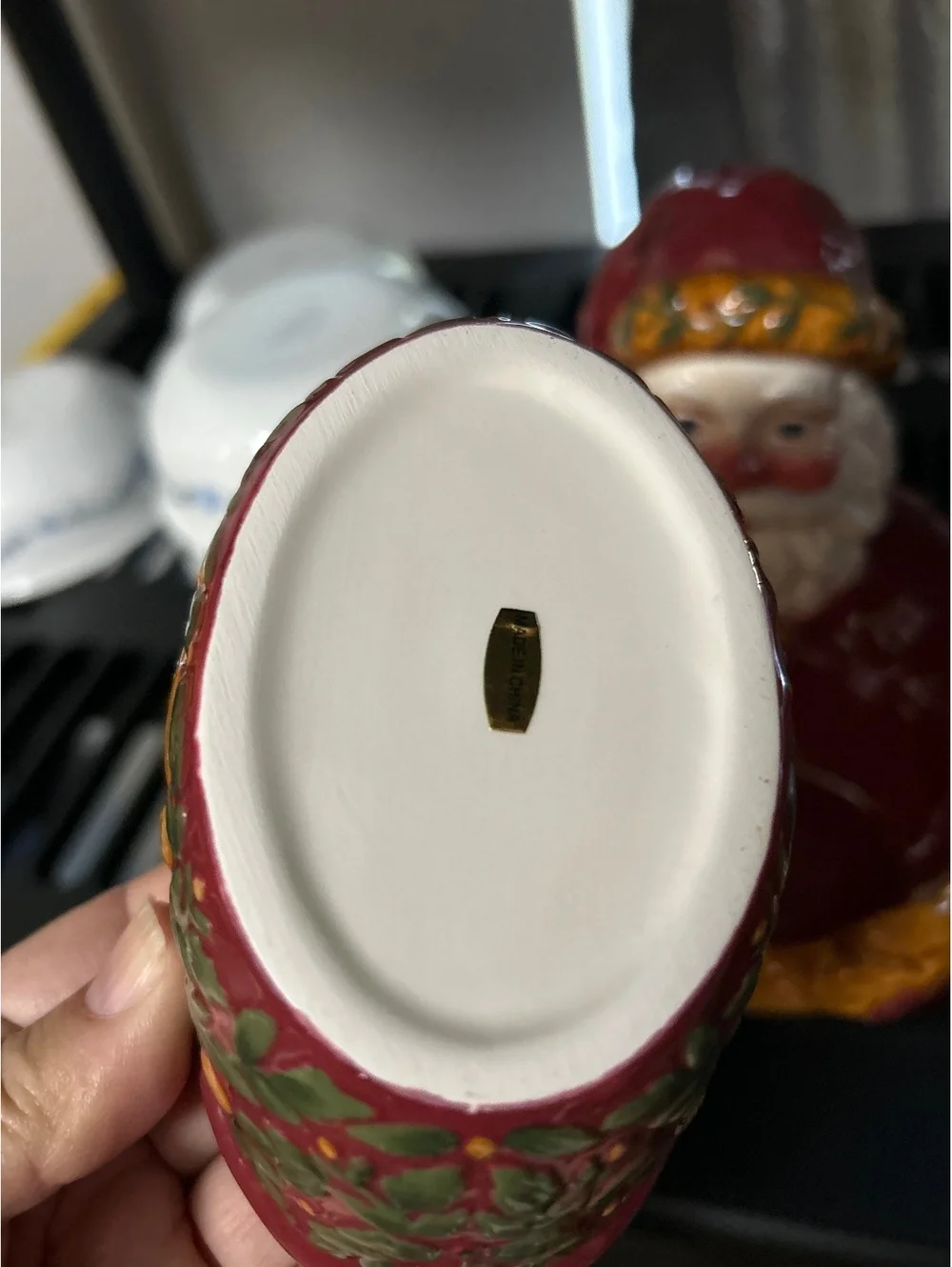 Demdaco Folk Heart Winter at Home Santa Figurine Bowl by Kathy Killip